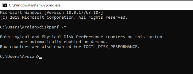 DiskPerf -Y